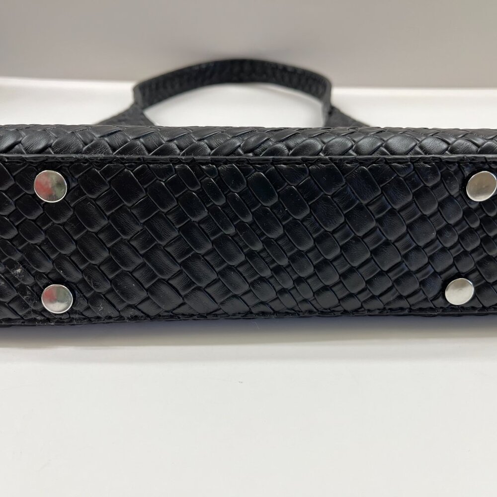 Woven Textured Shoulder Bag in Black - Picture 9 of 11